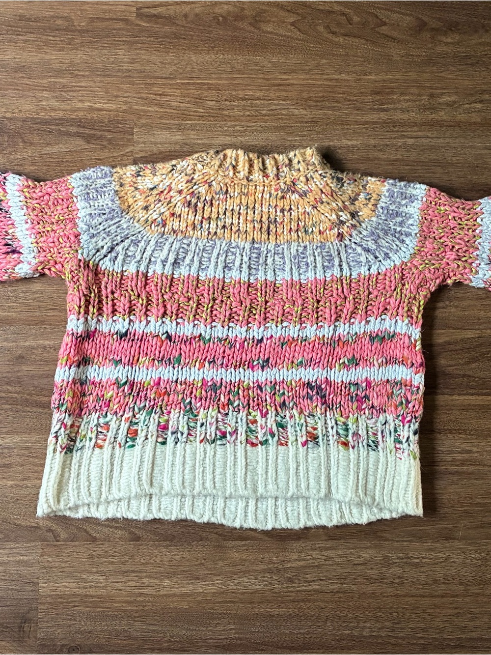 Anthropologie Multicolor Chunky Knit Crewneck Sweater - Pink, Cream & Yellow - Picture 4 of 4